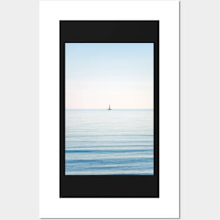 Lonely Boat in the ocean Posters and Art